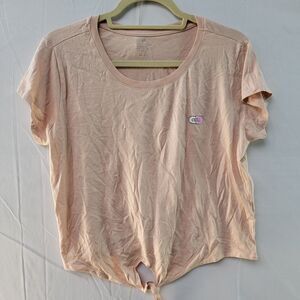 TBar Limited Cotton On Chill Pill Cropped Front Tie Peach Crewneck Boxy TShirt L